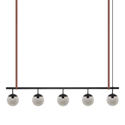 Long Lord Model 5 Pendant Lamp - Black/Smoked Glass/Brown Leather