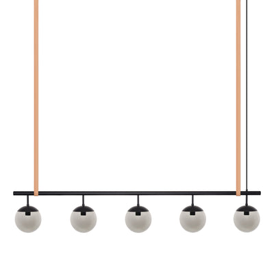Long Lord Model 5 Pendant Lamp - Black/Smoked Glass/Nature Leather