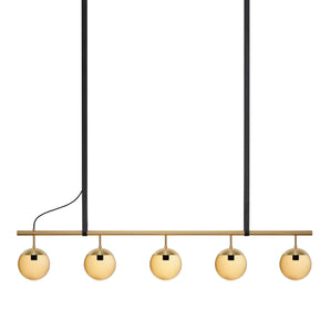 Long Lord Model 5 Pendant Lamp - Brass/Brown Glass/Black Leather