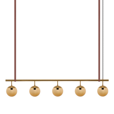 Long Lord Model 5 Pendant Lamp - Brass/Brown Glass/Brown Leather