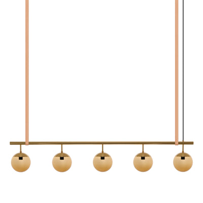Long Lord Model 5 Pendant Lamp - Brass/Brown Glass/Nature Leather