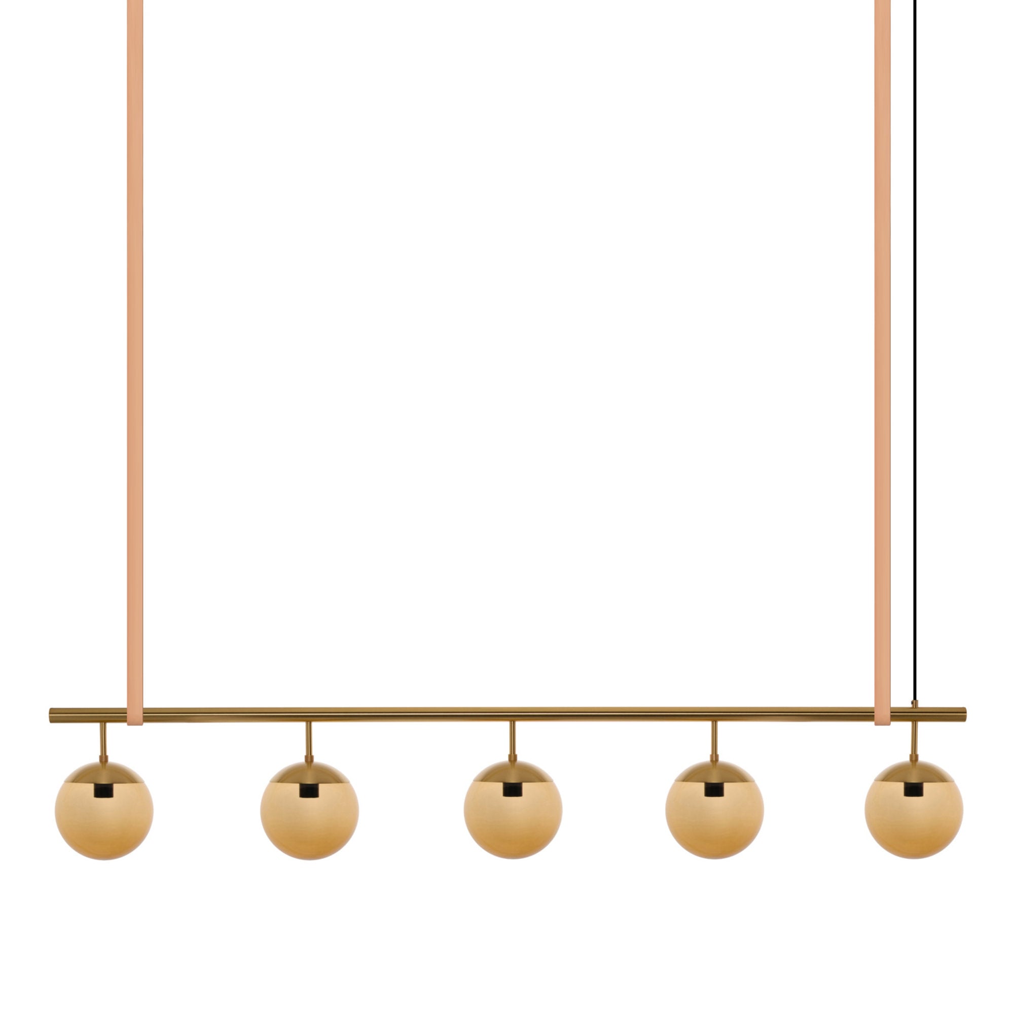 Long Lord Model 5 Pendant Lamp - Brass/Brown Glass/Nature Leather-1