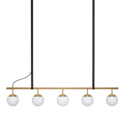 Long Lord Model 5 Pendant Lamp - Brass/Opal Glass/Black Leather