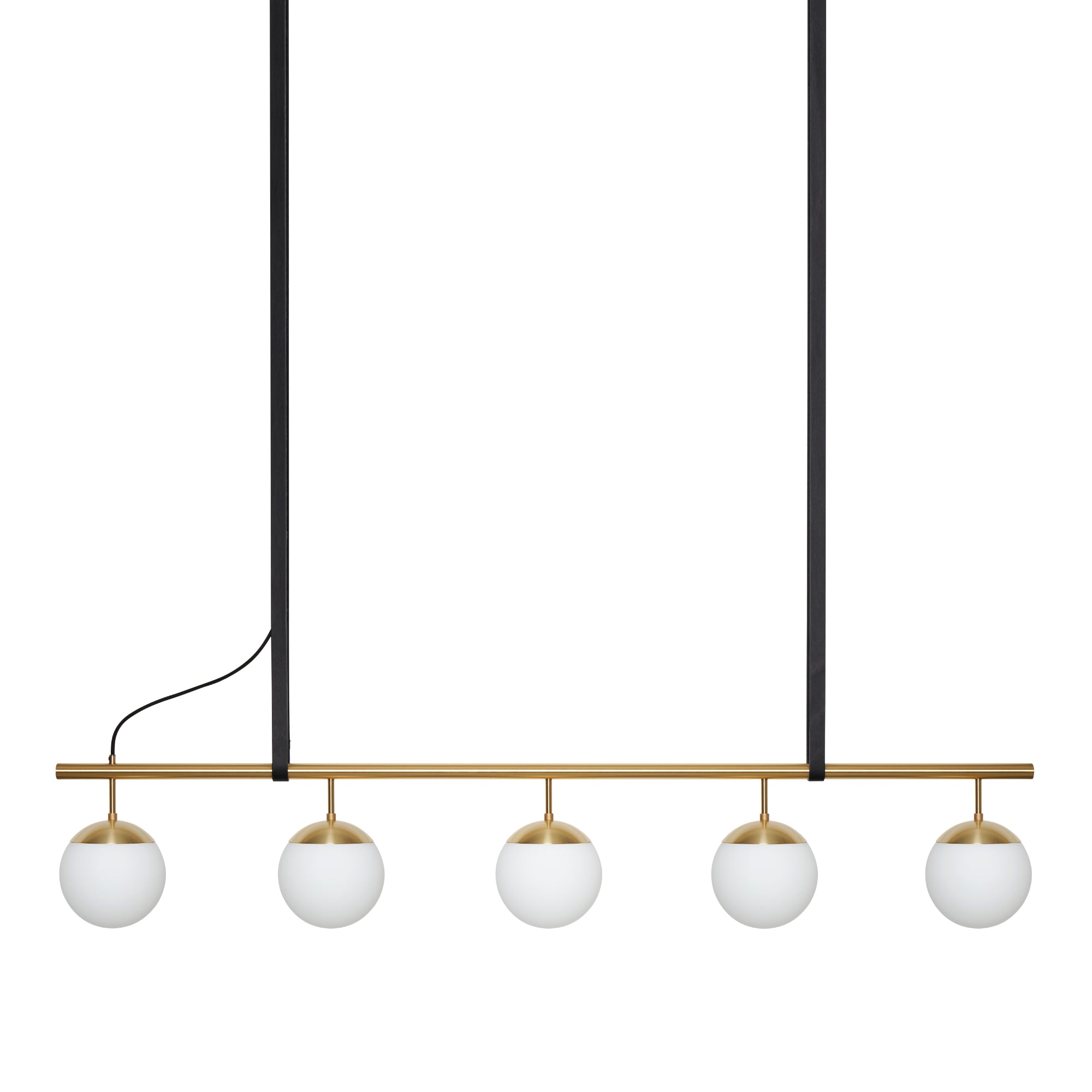 Long Lord Model 5 Pendant Lamp - Brass/Opal Glass/Black Leather-1
