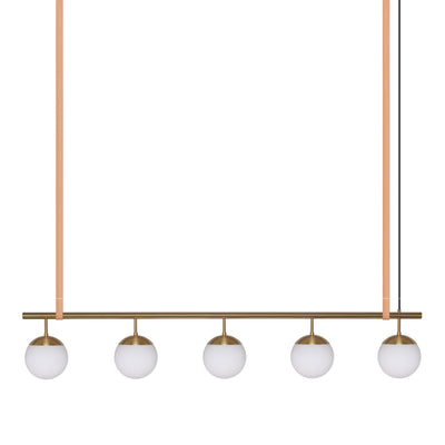 Long Lord Model 5 Pendant Lamp - Brass/Opal Glass/Nature Leather