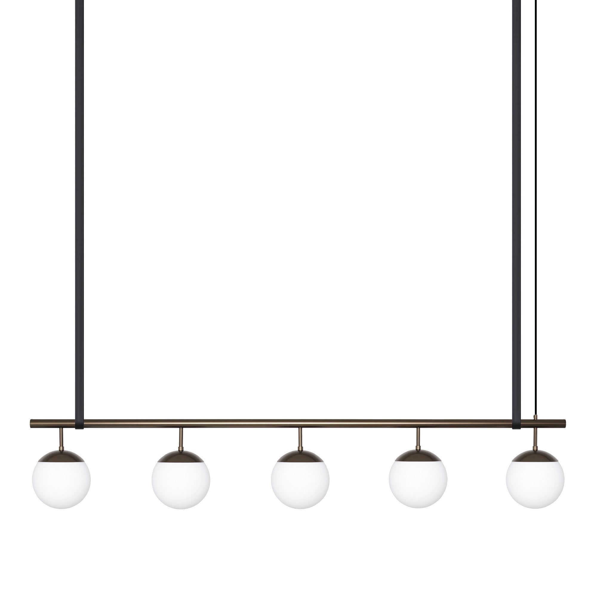 Long Lord Model 5 Pendant Lamp - Bronze/Opal Glass/Black Leather