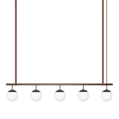 Long Lord Model 5 Pendant Lamp - Bronze/Opal Glass/Brown Leather