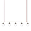 Long Lord Model 5 Pendant Lamp - Bronze/Opal Glass/Brown Leather