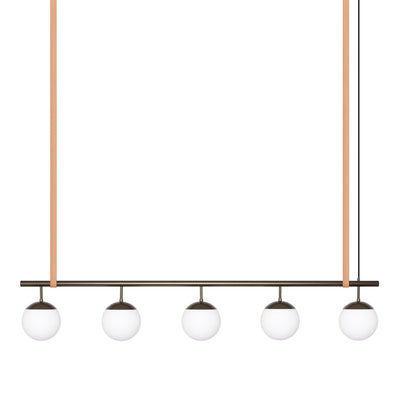 Long Lord Model 5 Pendant Lamp - Bronze/Opal Glass/Nature Leather