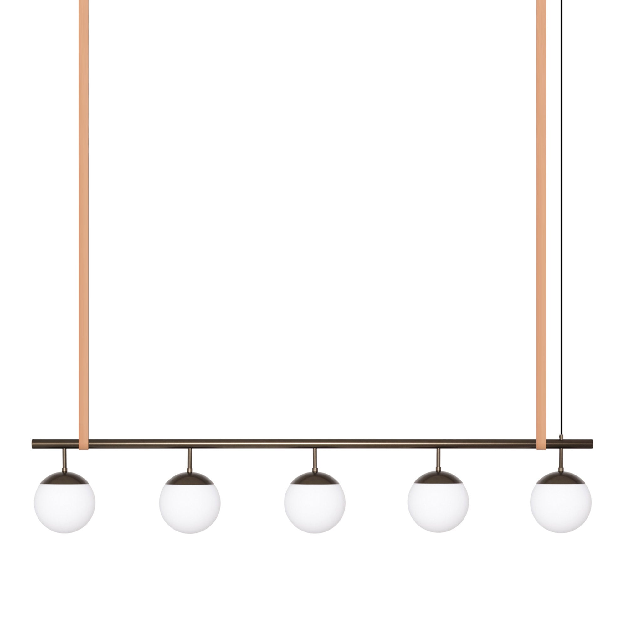 Long Lord Model 5 Pendant Lamp - Bronze/Opal Glass/Nature Leather-1