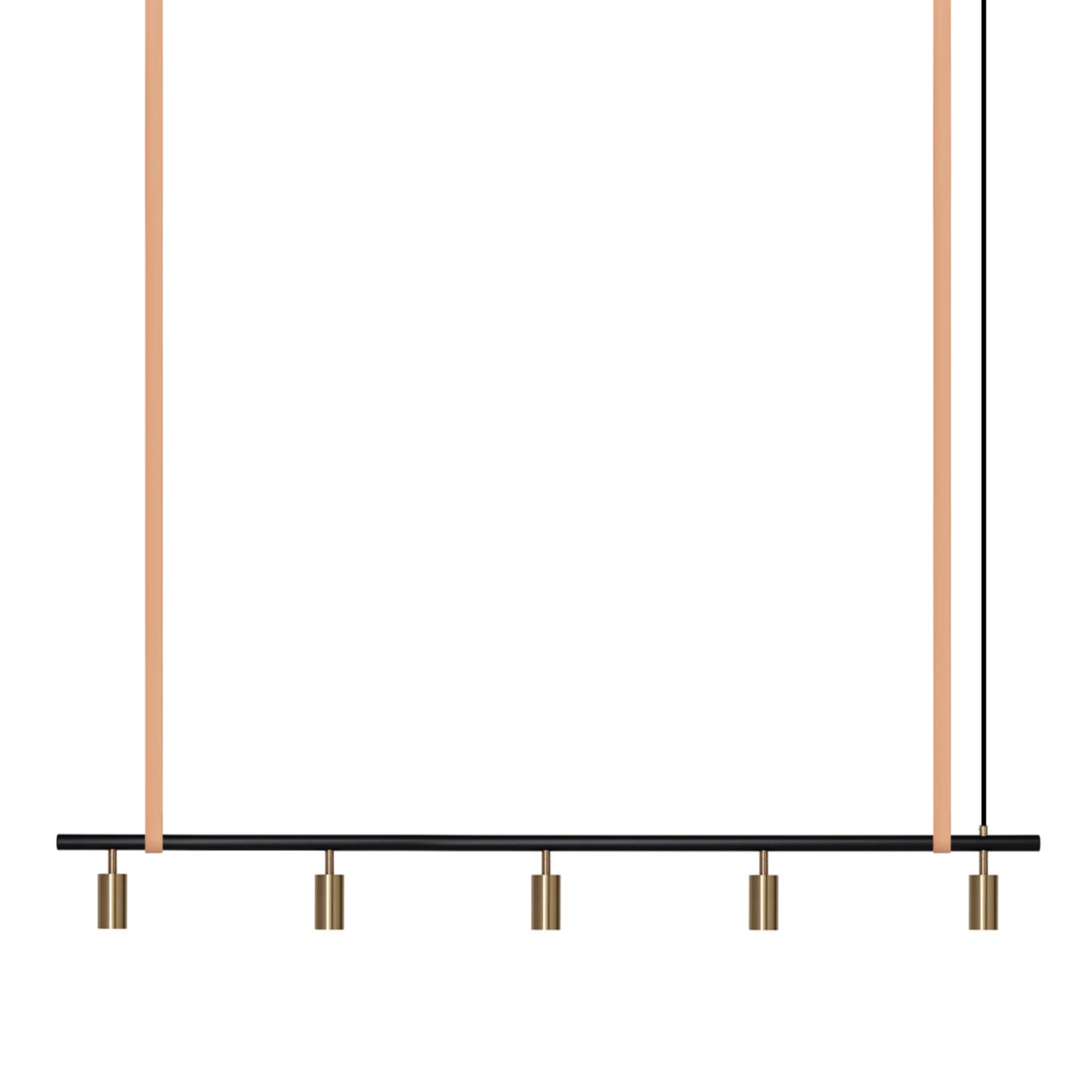 Long John Model 5 Pendant Lamp - Black/Brass/Nature Leather-1