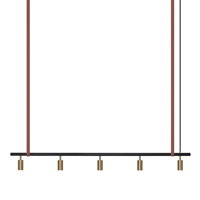 Long John Model 5 Pendant Lamp - Black/Brass/Brown Leather