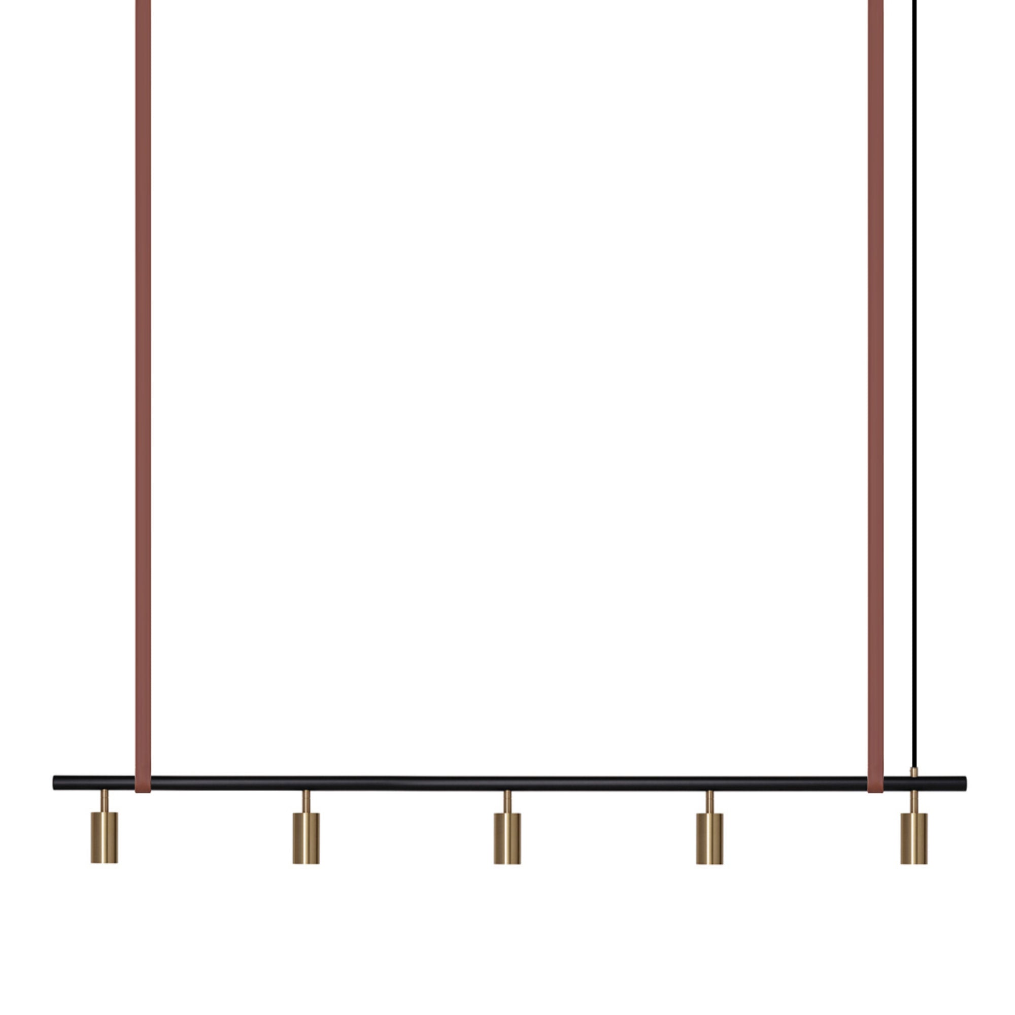 Long John Model 5 Pendant Lamp - Black/Brass/Brown Leather-1