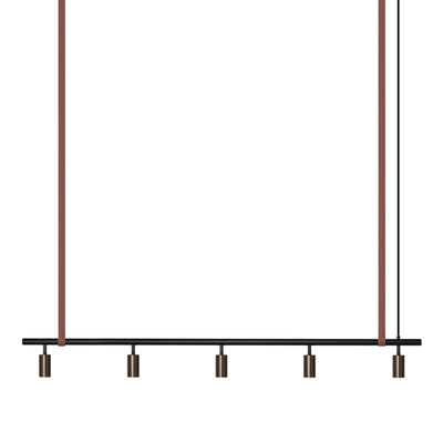 Long John Model 5 Pendant Lamp - Black/Bronze/Brown Leather