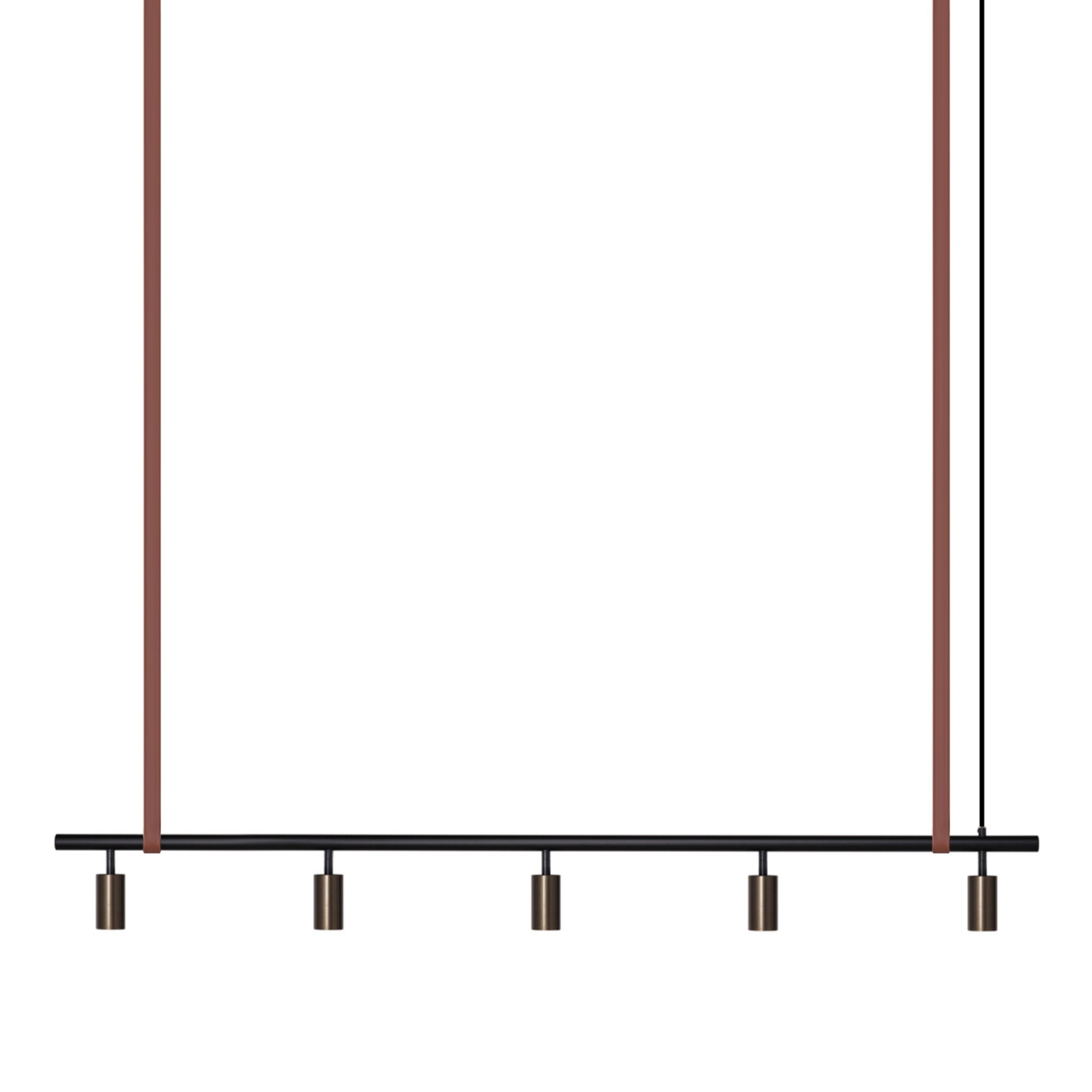Long John Model 5 Pendant Lamp - Black/Bronze/Brown Leather-1
