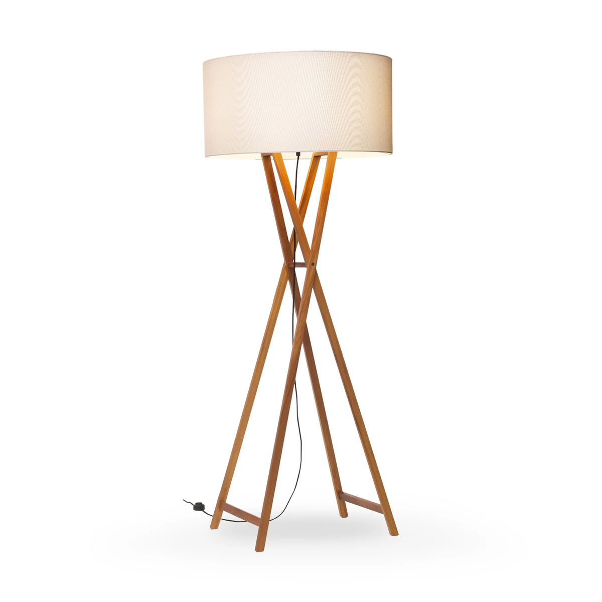 Cala P165 Floor Lamp - Oak/Pearl White-1