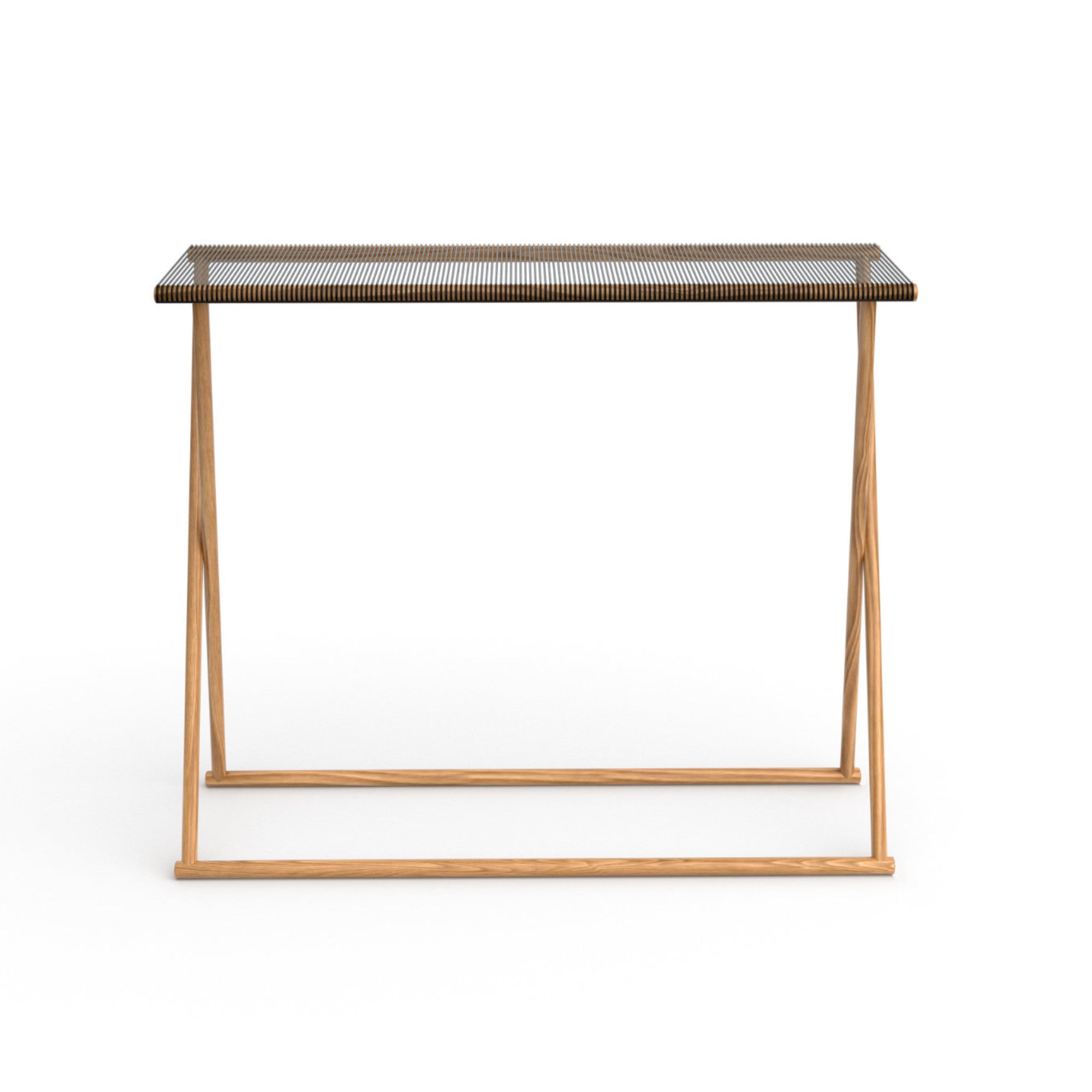 Trestle Console - Natural Oak/Black Iron-3