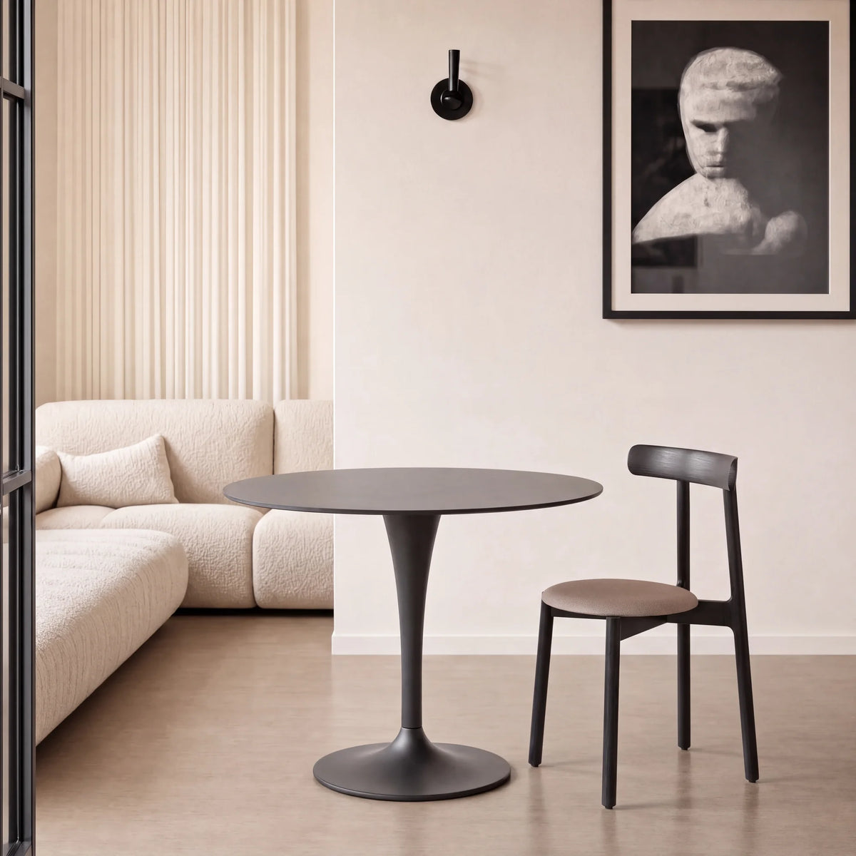 Bice Dining Chair – 43x79 / Wood (Black Ash) / Fabric A (Salo 53)