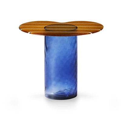 Striche TS 150 Side Table - Blu/Arancio Cast Glass