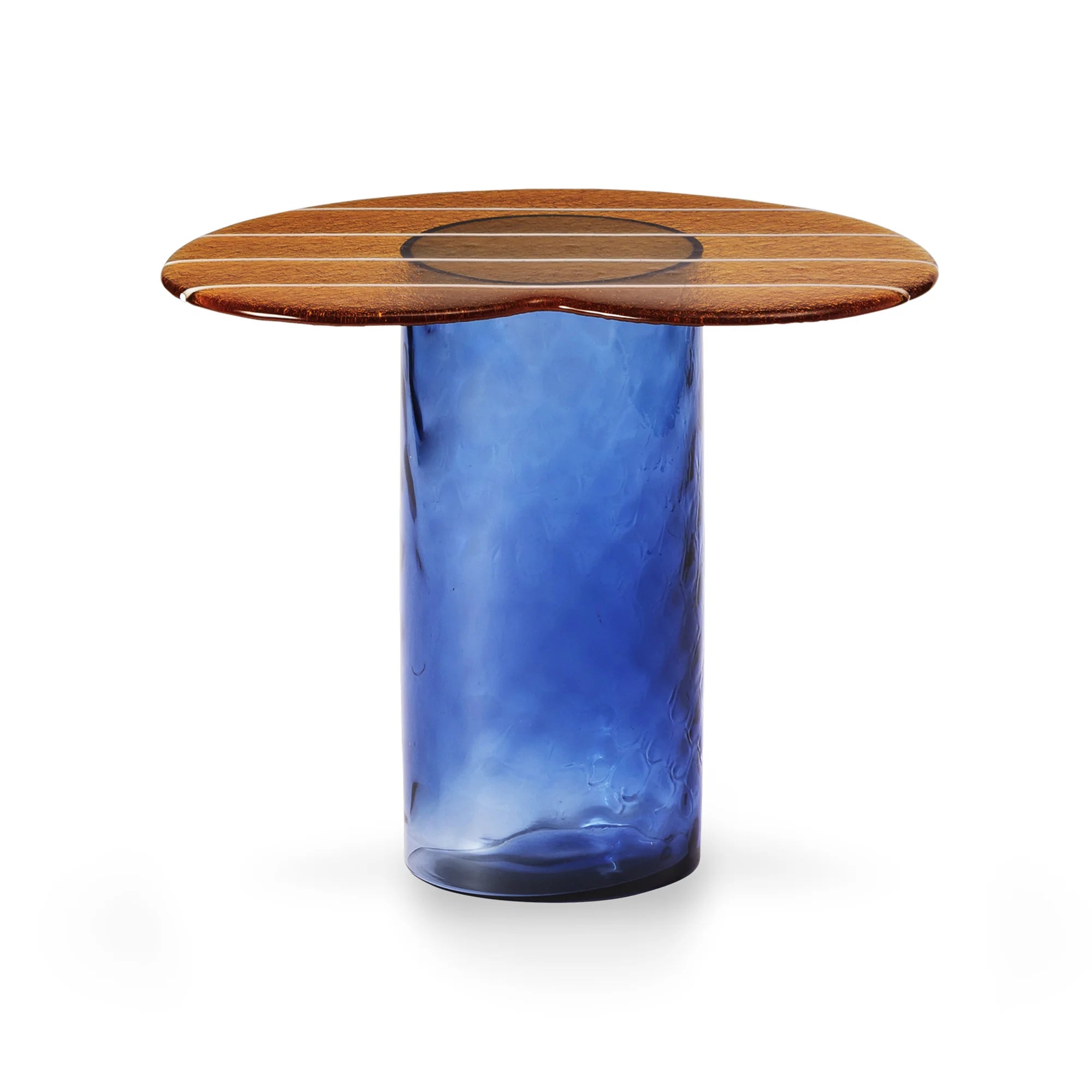 Striche TS 150 Side Table - Blu/Arancio Cast Glass-3