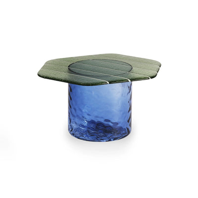 Striche TS 151 Coffee Table - Blu/Menta Cast Glass