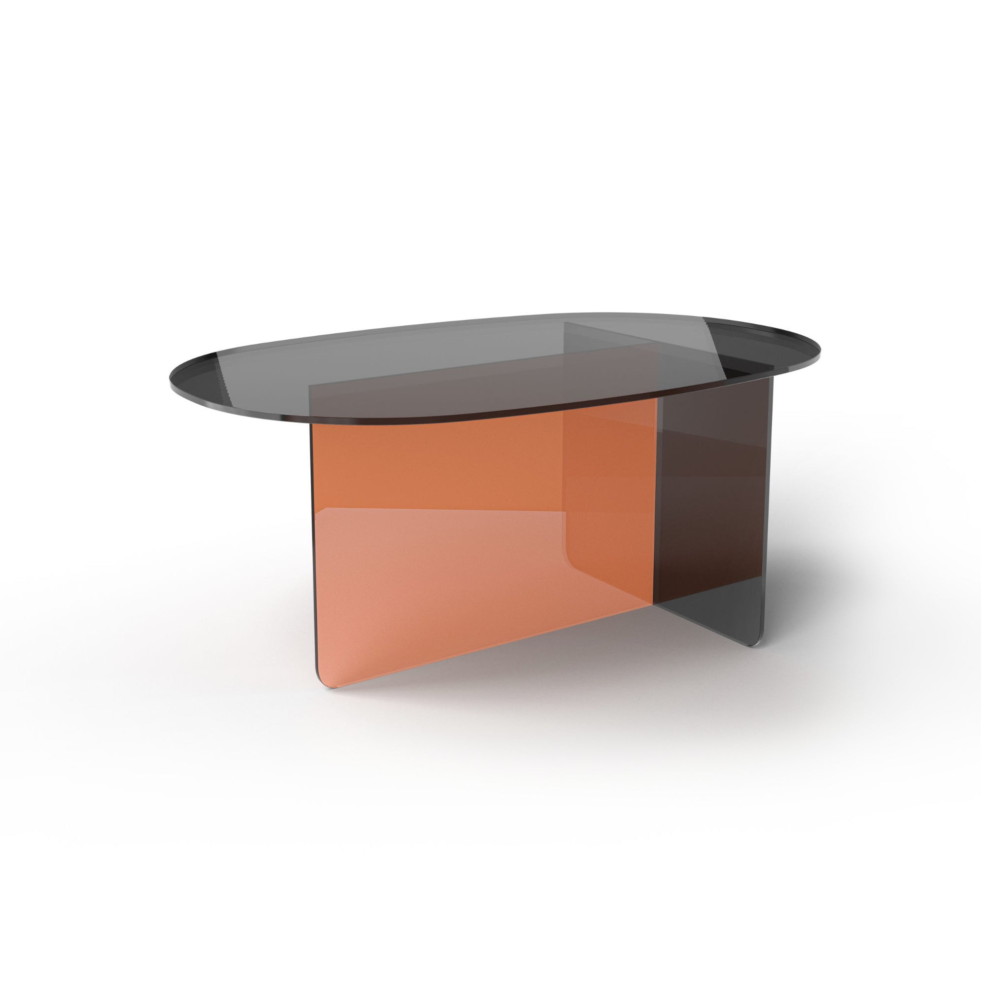 Chap TS 70 Coffee Table - Orange/Europe Grey Glass-1