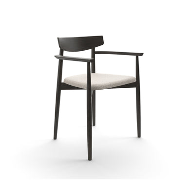 Claretta PL 45 with Armrest Dining Chair - Black Ash/Fabric A (Canva 01 Salt)