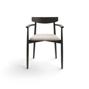 Claretta PL 45 with Armrest Dining Chair - Black Ash/Fabric A (Canva 01 Salt)