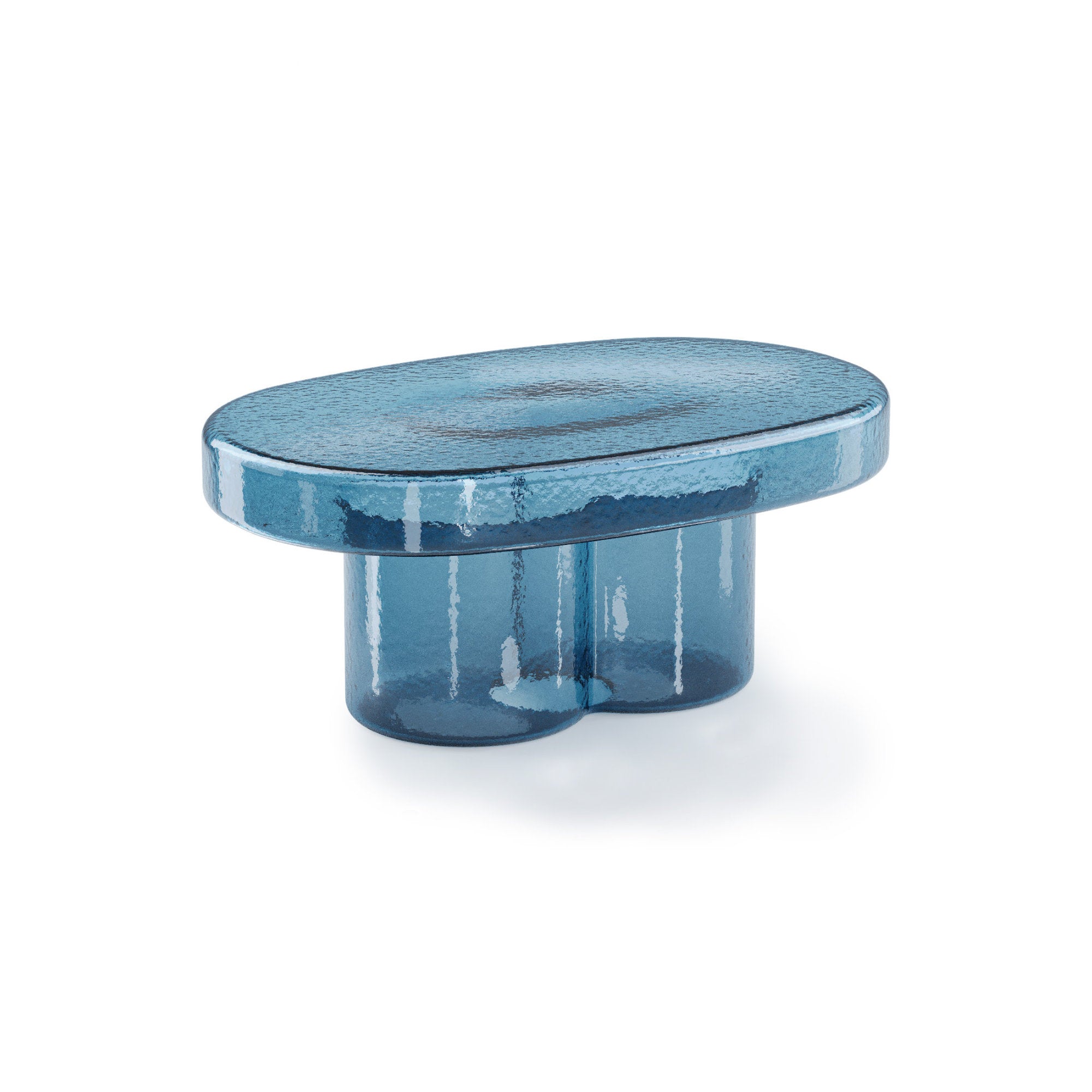 Soda Oval TS 530 Coffee Table - Blue Blown Glass-1
