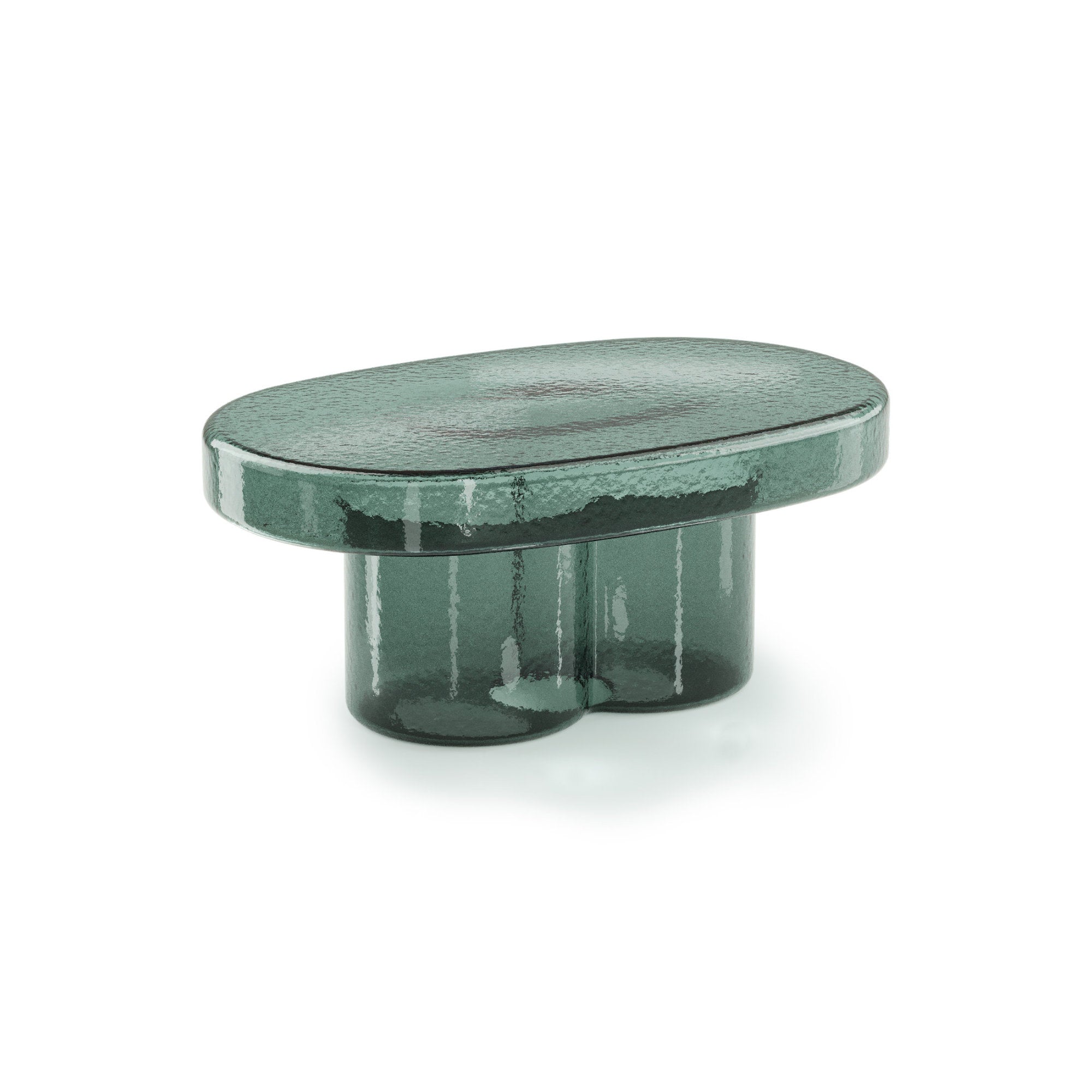 Soda Oval TS 530 Coffee Table -  Petrol Green Blown Glass-1
