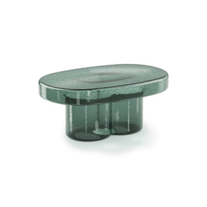 Soda Oval TS 530 Coffee Table -  Petrol Green Blown Glass