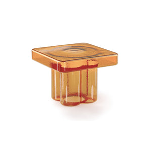 Soda Square TS 520 Side Table - Amber Blown Glass