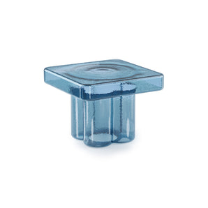 Soda Square TS 520 Side Table - Blue Blown Glass