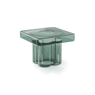 Soda Square TS 520 Side Table - Petrol Green Blown Glass