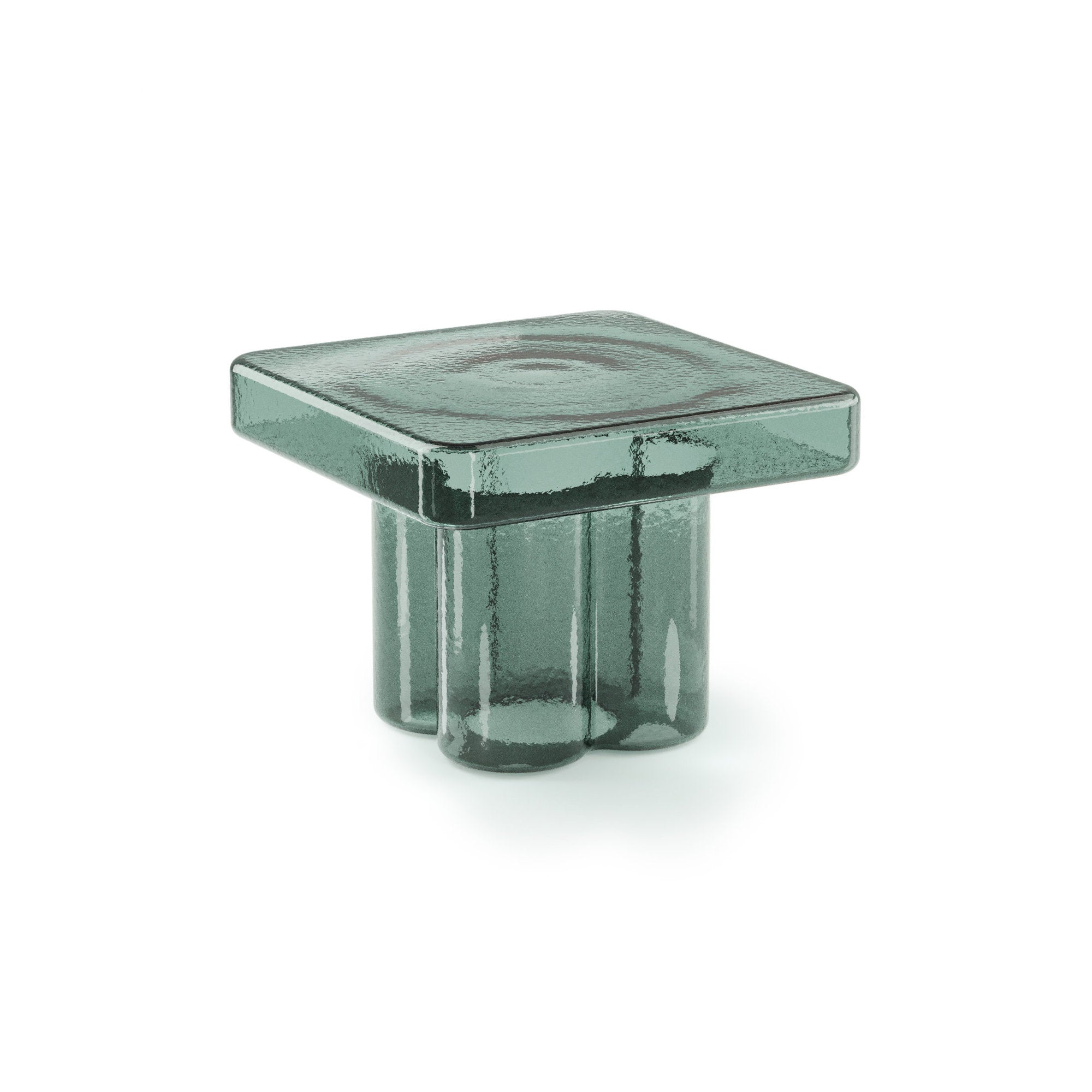 Soda Square TS 520 Side Table - Petrol Green Blown Glass