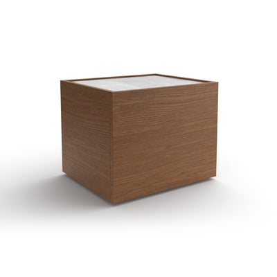 Pool Due Bedside Table – 50x43x42 / Wood (American Walnut) / Ceramic (Calacatta)