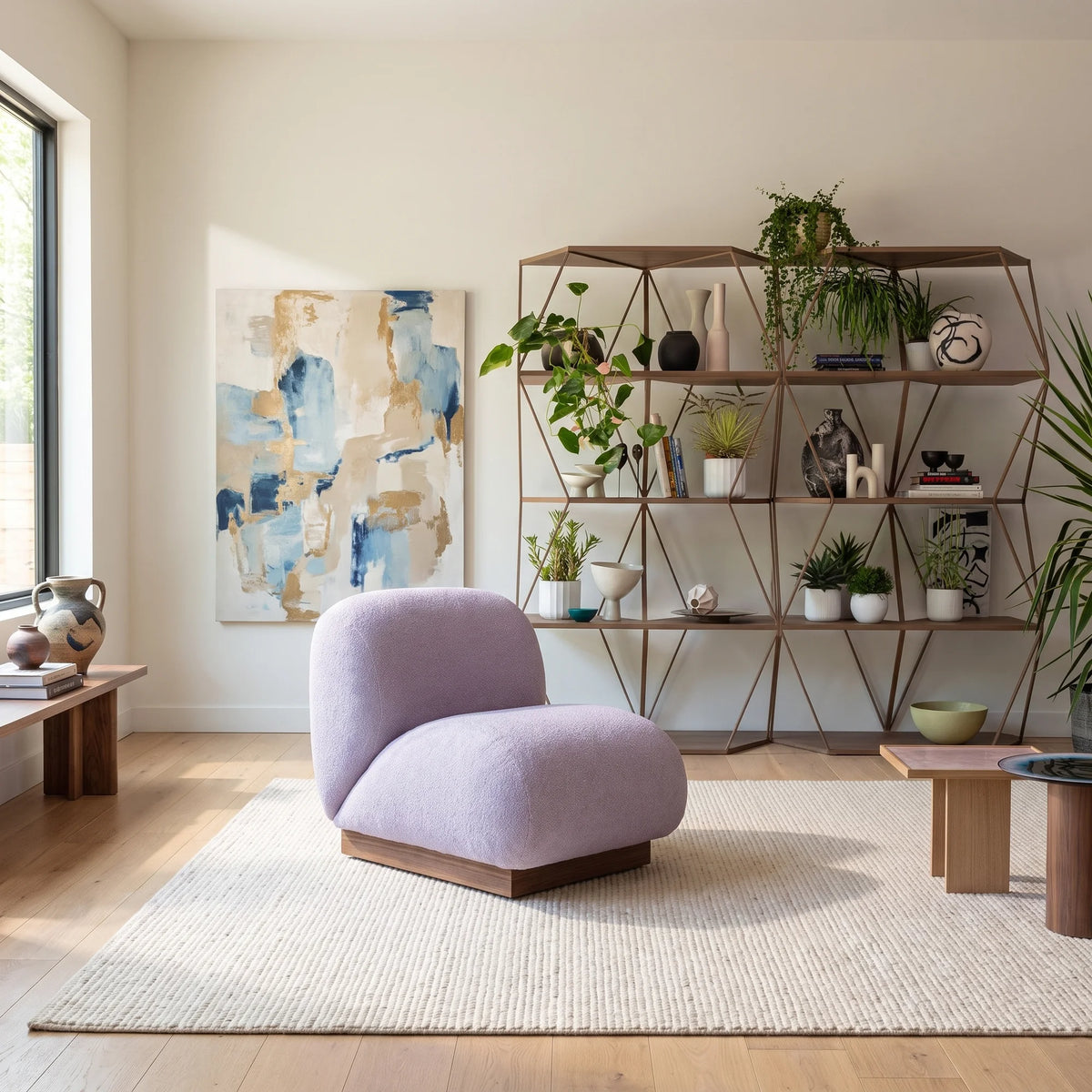 Clay CL2001 Armchair - Rose Wood/Fabric W (Lilac A2301)