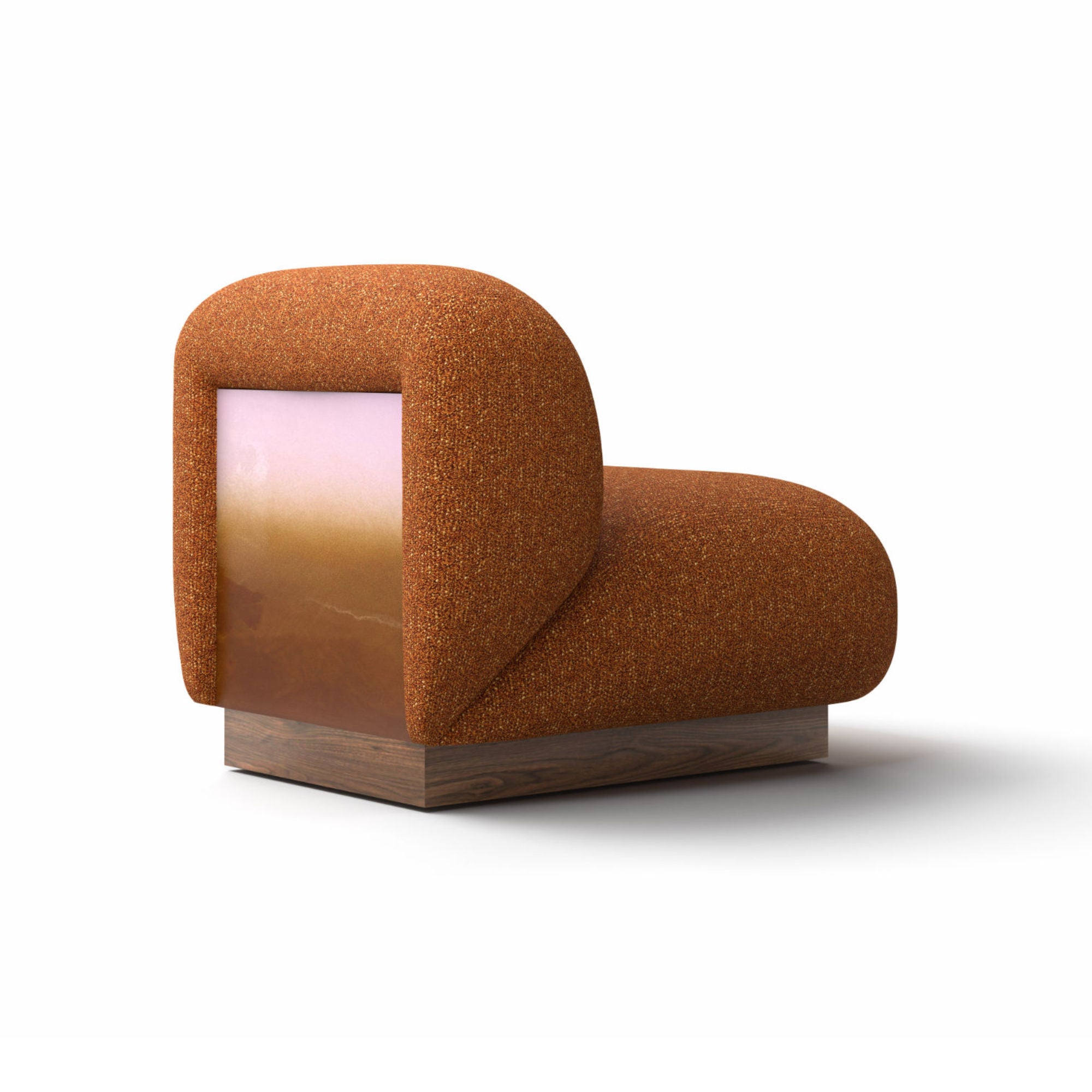 Clay CL2001 Armchair - Walnut/Rose Wood/Fabric W (Fuzzy A7105)-3