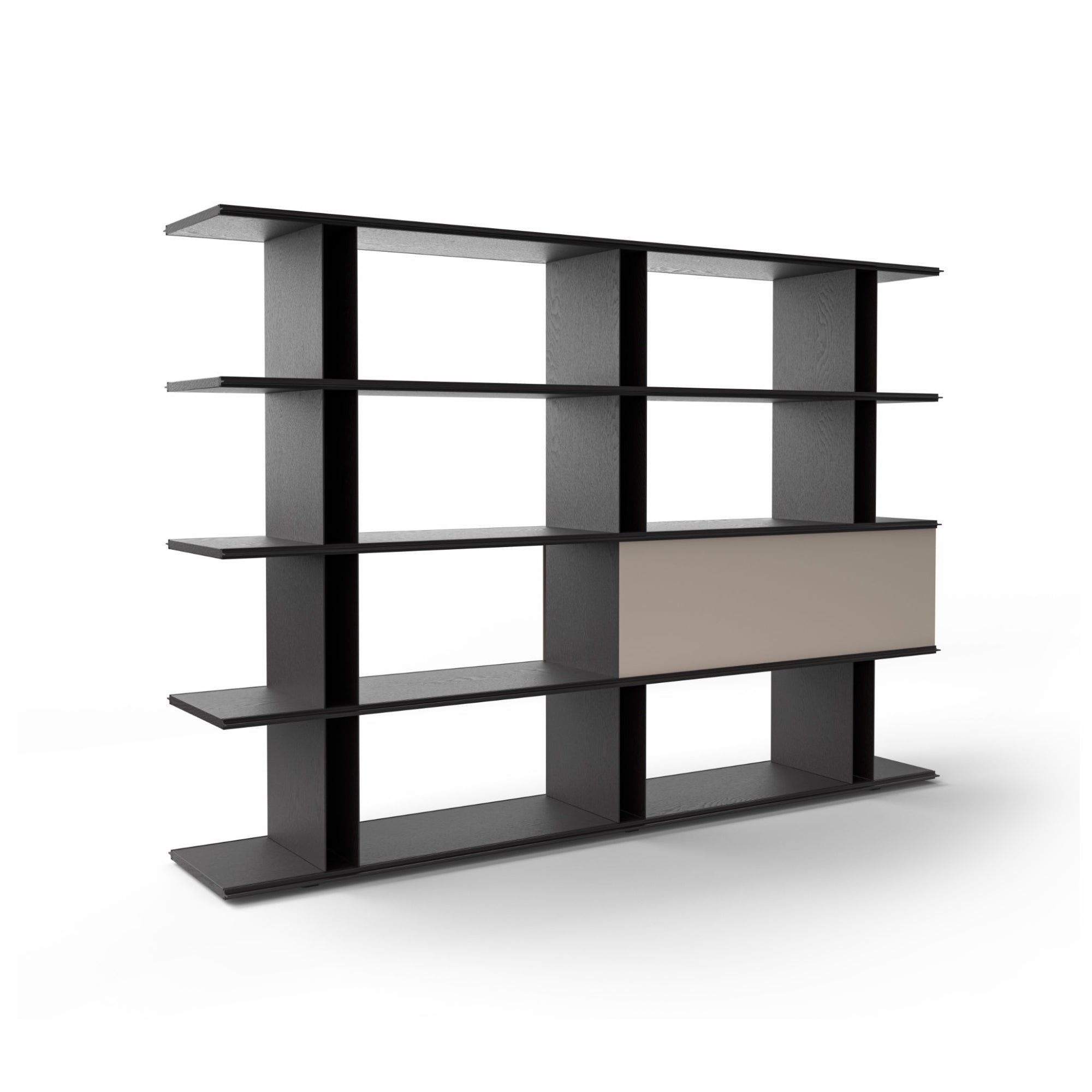 Frame-Shift FS0L1D.FS0A03 Bookcase - Flamed Black/Shell Matt Lacquered-1
