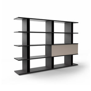 Frame-Shift FS0L1D.FS0A03 Bookcase - Flamed Black/Shell Matt Lacquered