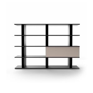 Frame-Shift FS0L1D.FS0A03 Bookcase - Flamed Black/Shell Matt Lacquered
