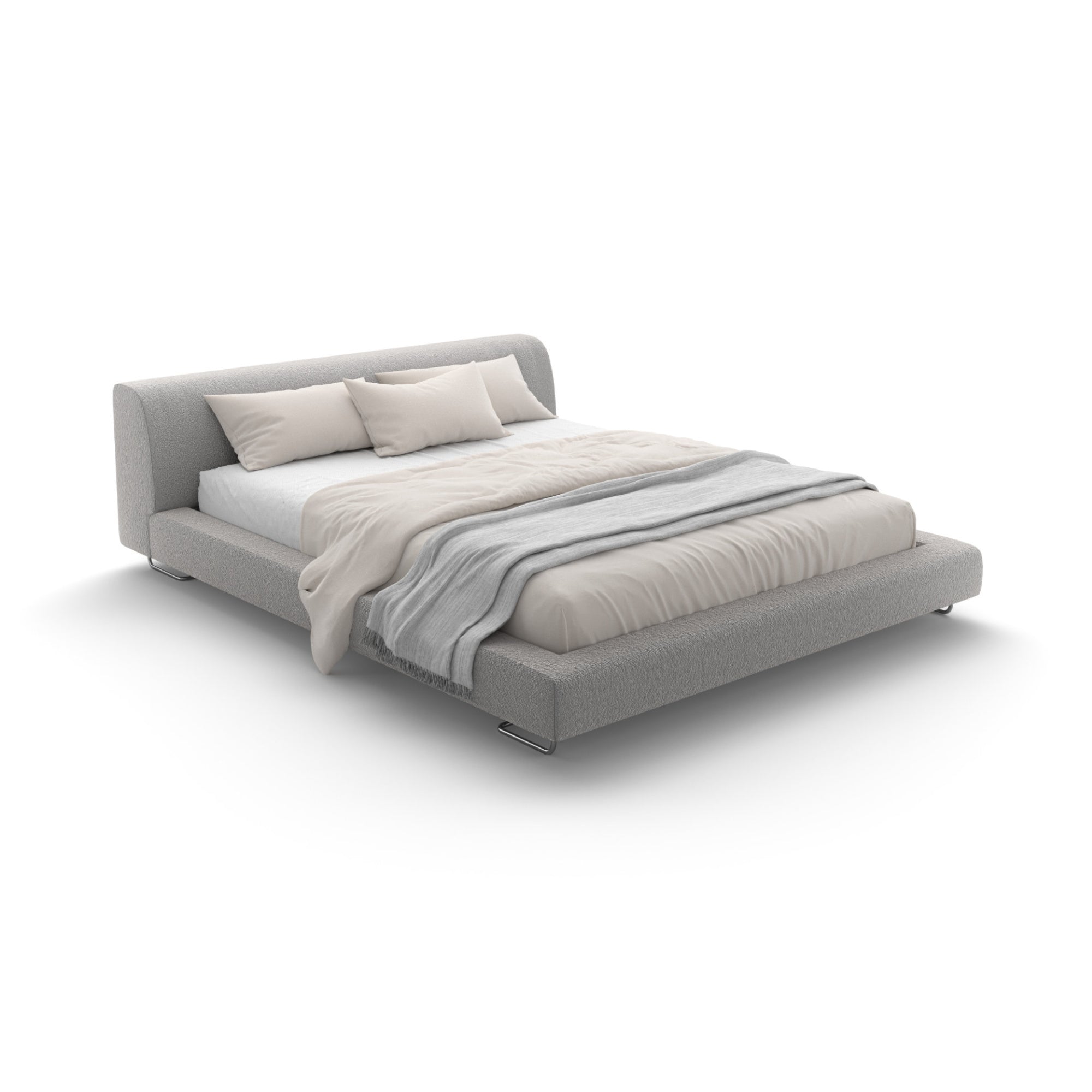 Lowland 160 Bed - Stainless Steel / Fabric S (Orsetto 01/22 Concrete Grey)-1