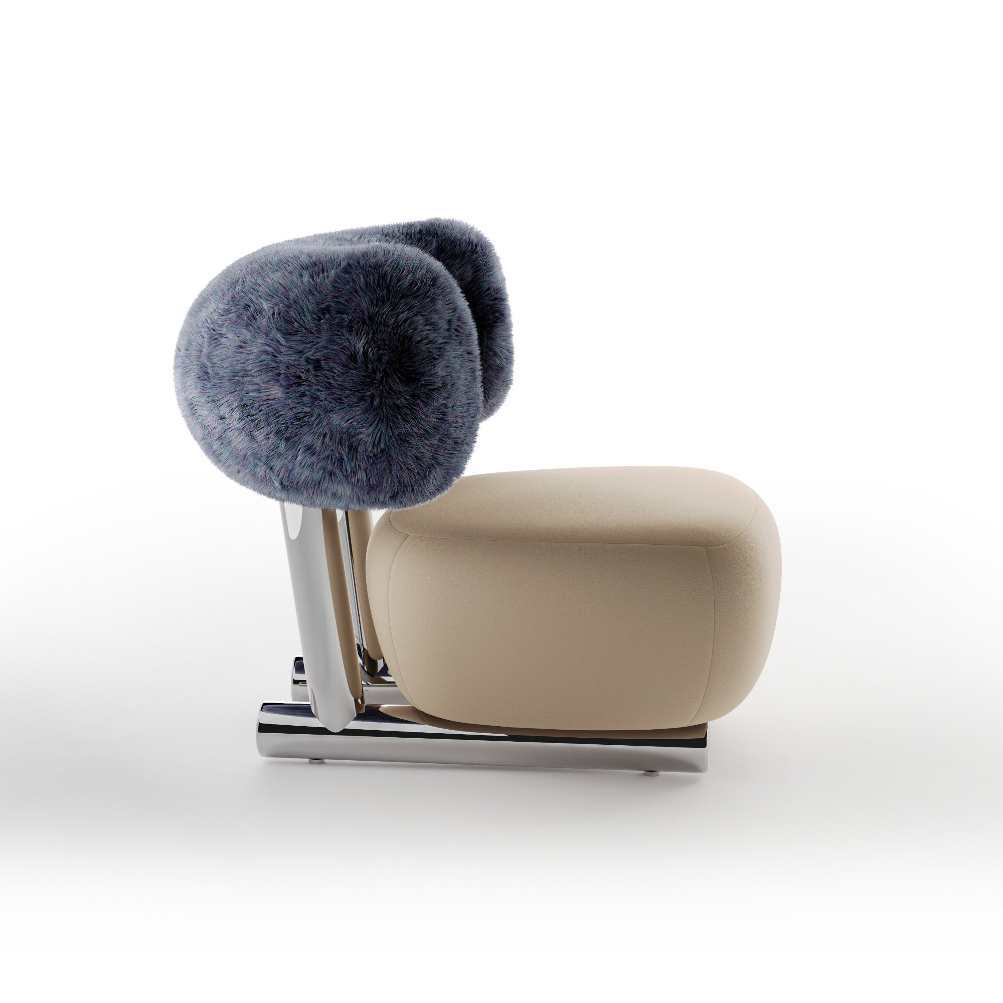 Pipe PI00NQ Chromed Armchair - Leather (Cervo B0237)/Fabric AP (Argo 752 A7797)-3