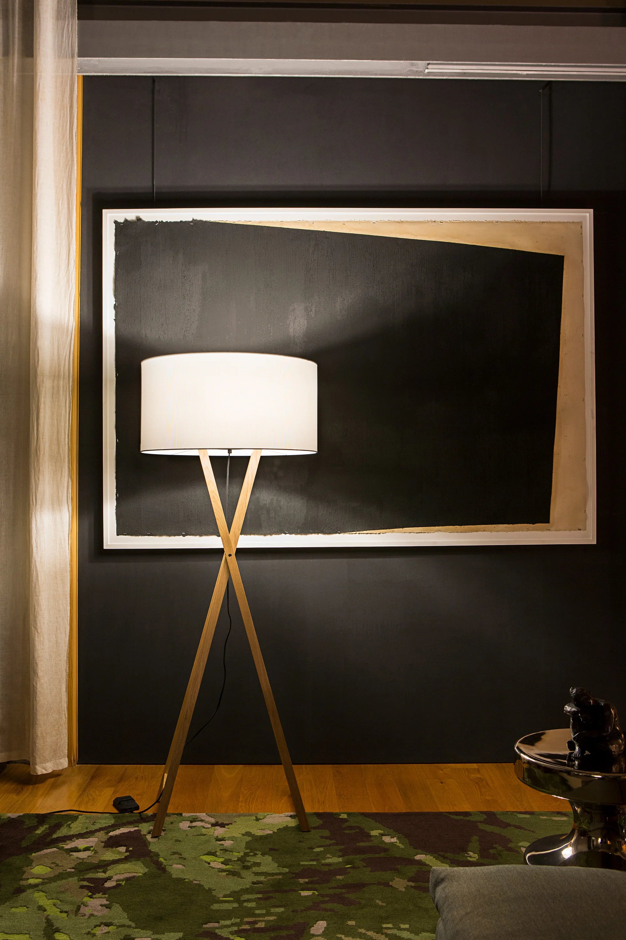 Cala P165 Floor Lamp - Oak/Pearl White-2