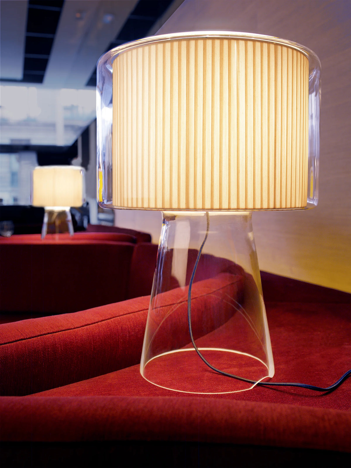 Mercer M Table Lamp - Blown Glass/Natural Cotton Ribbon