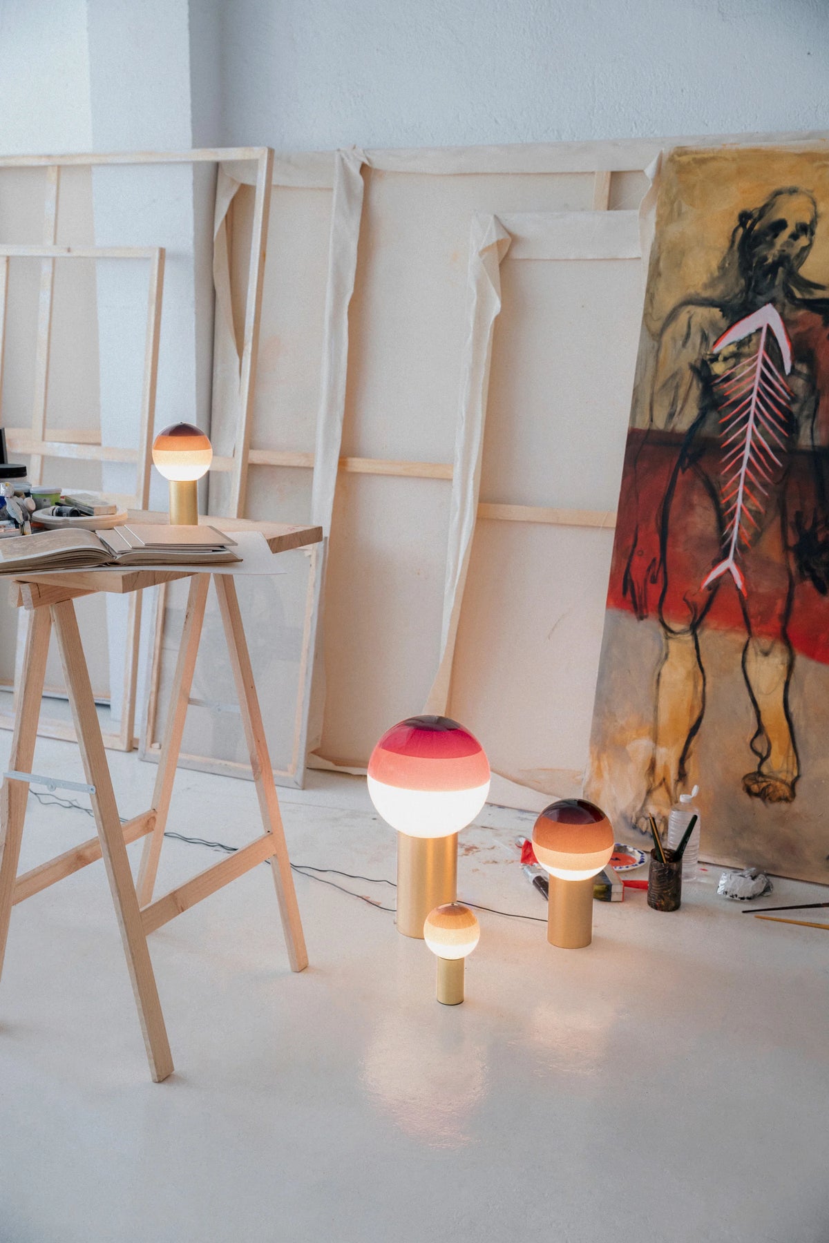 Dipping Light S Table Lamp - Brushed Brass/Burgundy-4