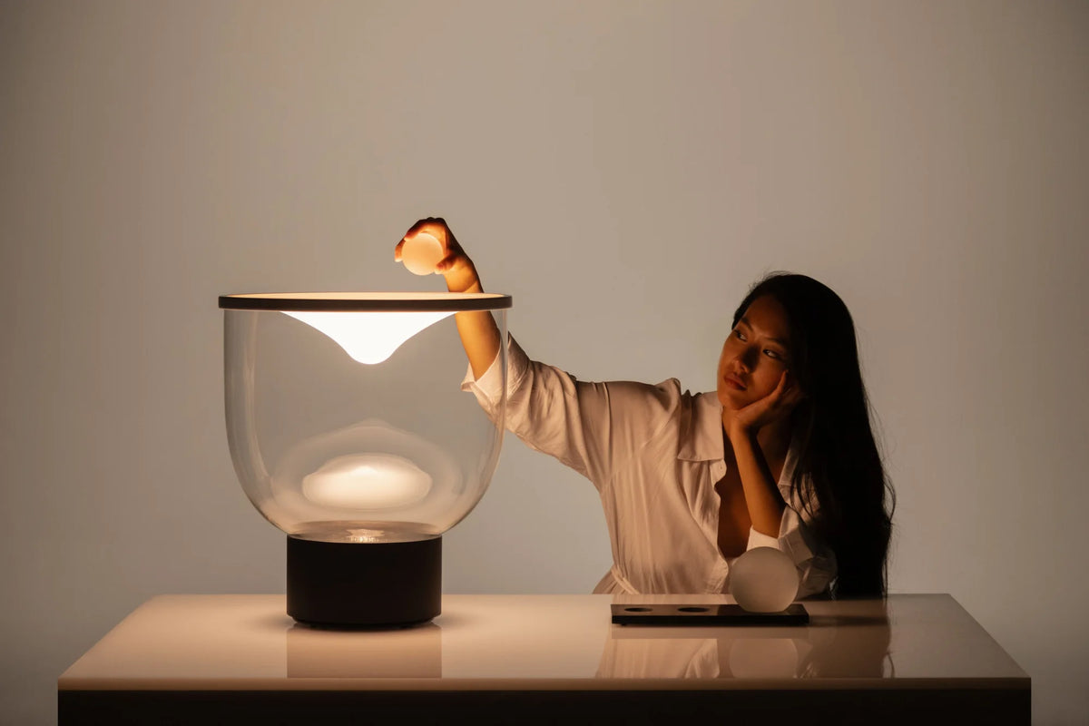 Grammoluce Table Lamp - Black/Glass-8