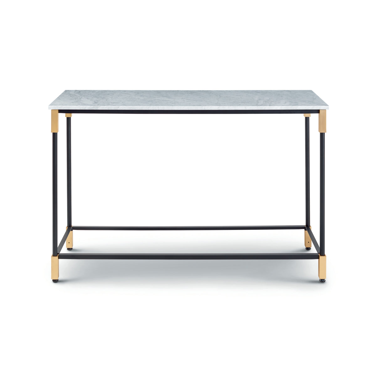 Match Console – 122x42x77 / Metal (Black) / Metal (Satin Brass) / Marble (Carrara)-1