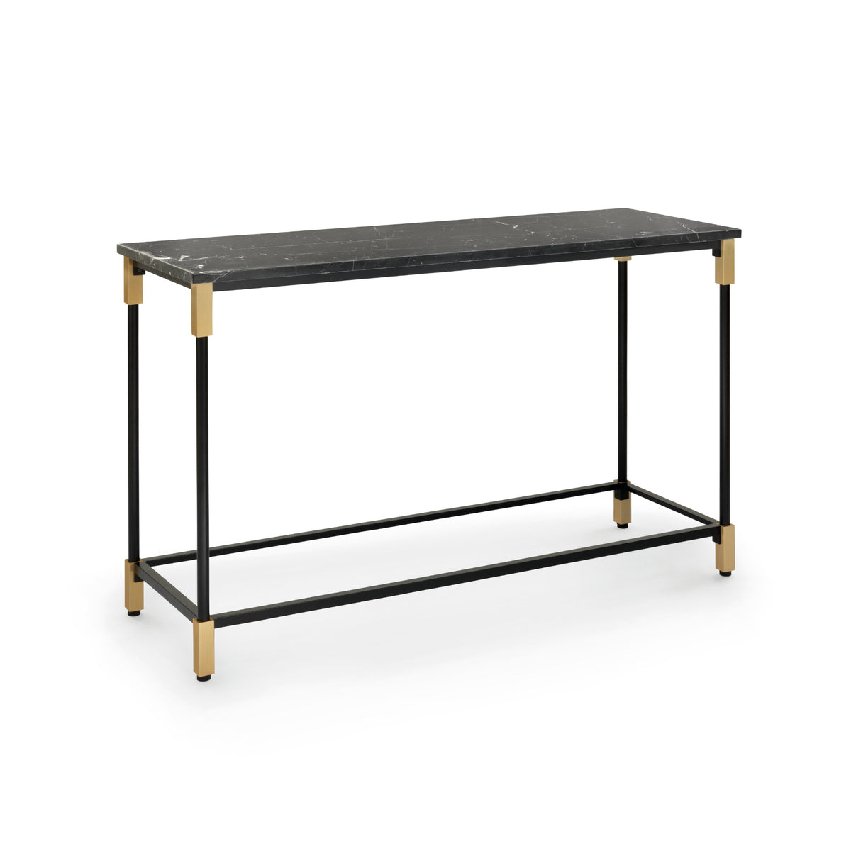 Match Console – 122x42x77 / Metal (Black) / Metal (Satin Brass) / Marble (Marquina)-1