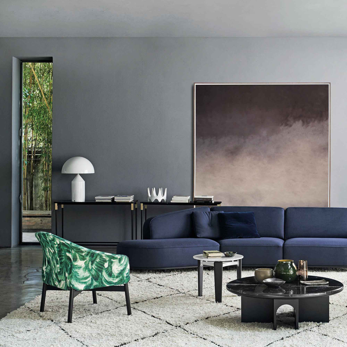 Match Console – 122x42x77 / Metal (Black) / Metal (Satin Brass) / Marble (Marquina)-2